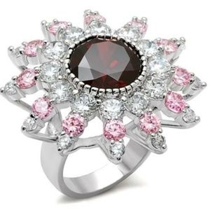 Art Deco Flower Statement Cocktail Ring Size 8 9